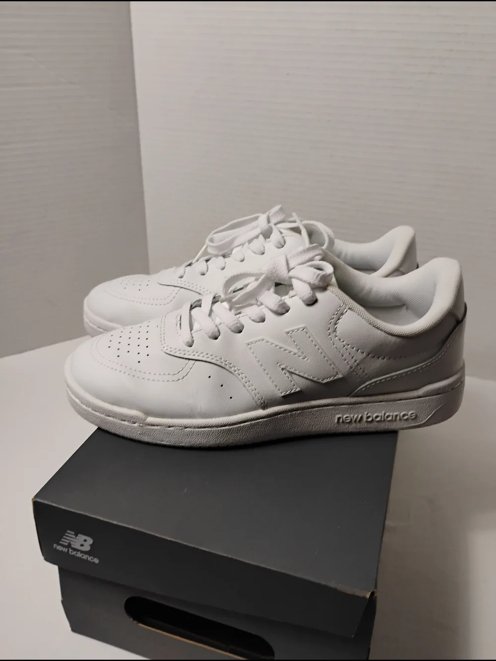 New Balance White Leather Low-Top Sneakers